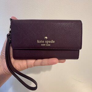 Kate Spade New York Saffiano Leather Bifold Wristlet/Wallet – Burgundy/Wine